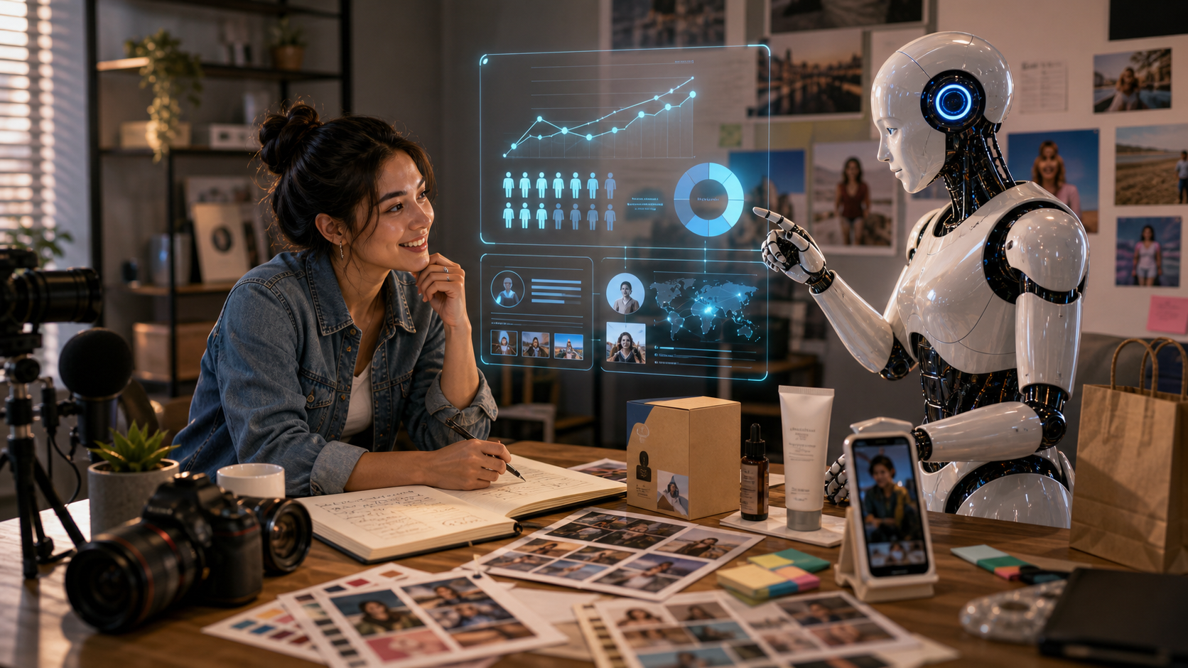 AI assistant helping a creator review audience growth sponsorship opportunities and content performance