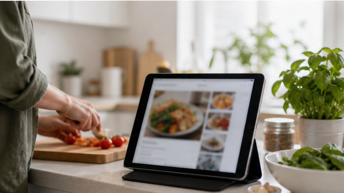AI Kitchen Stack shown as a realistic AI cooking and food workflow for Best AI Tools for Cooking and Food in 2026