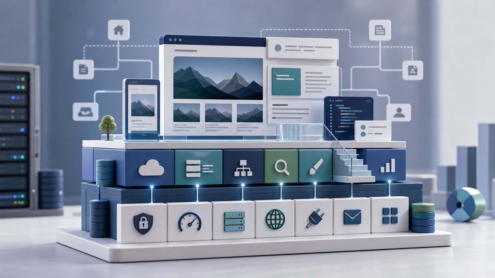Website infrastructure ownership model with hosting content structure SEO design system analytics and integrations