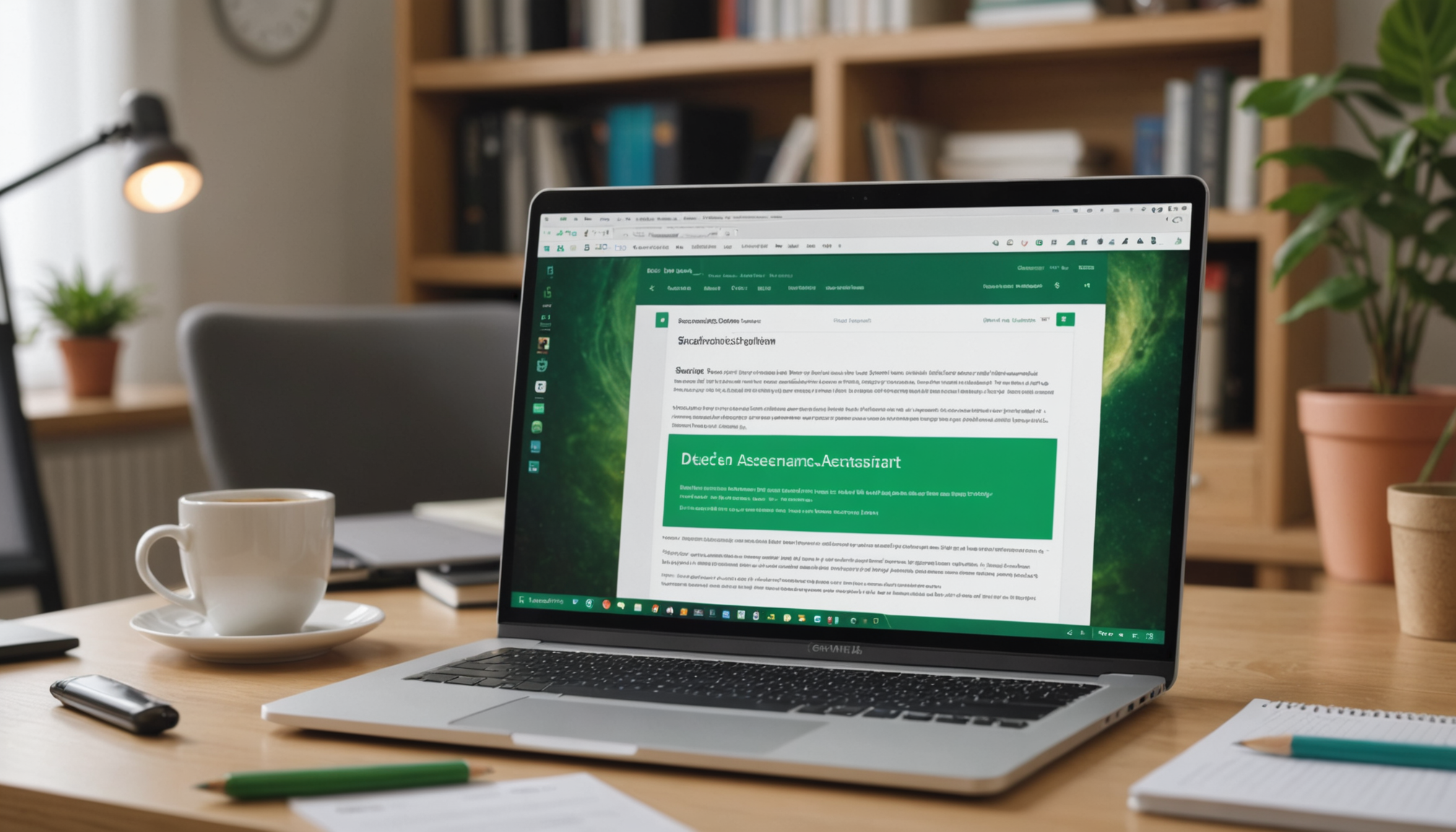AI writing assistant — student using Grammarly to improve essay on laptop