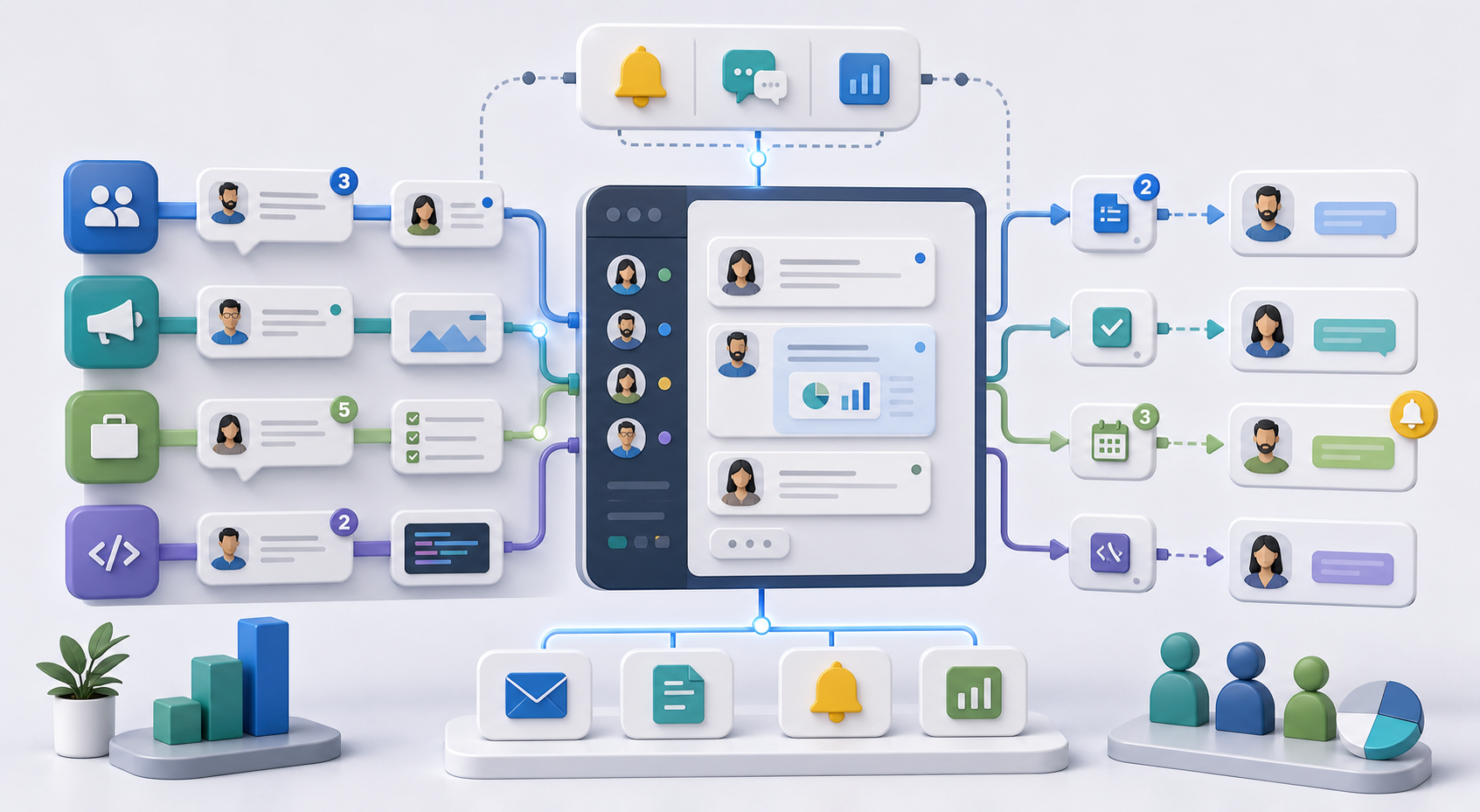 Team messaging workflow for Slack and Discord with channels notifications project handoffs and priority signals